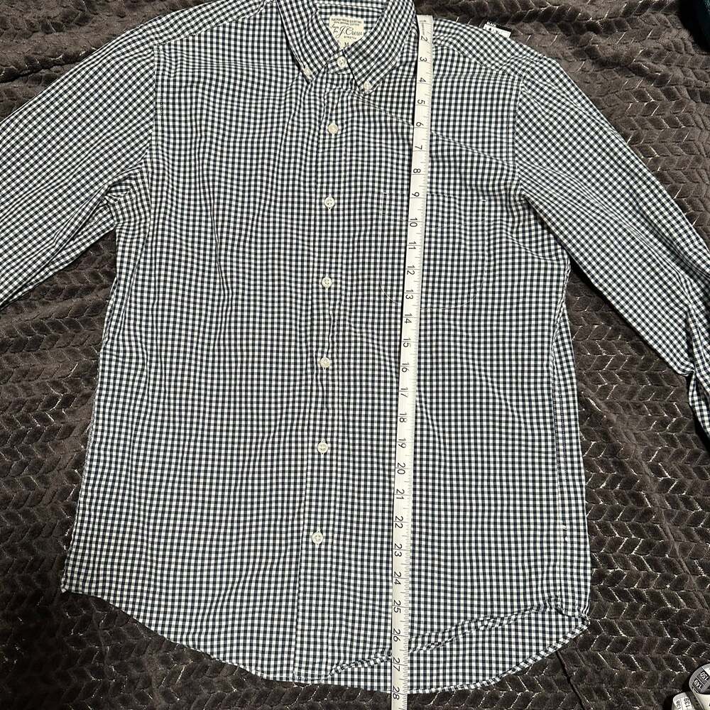 J. Crew Men's Blue & White Gingham Check Long Sleeve Button Up Shirt - Picture 4 of 5